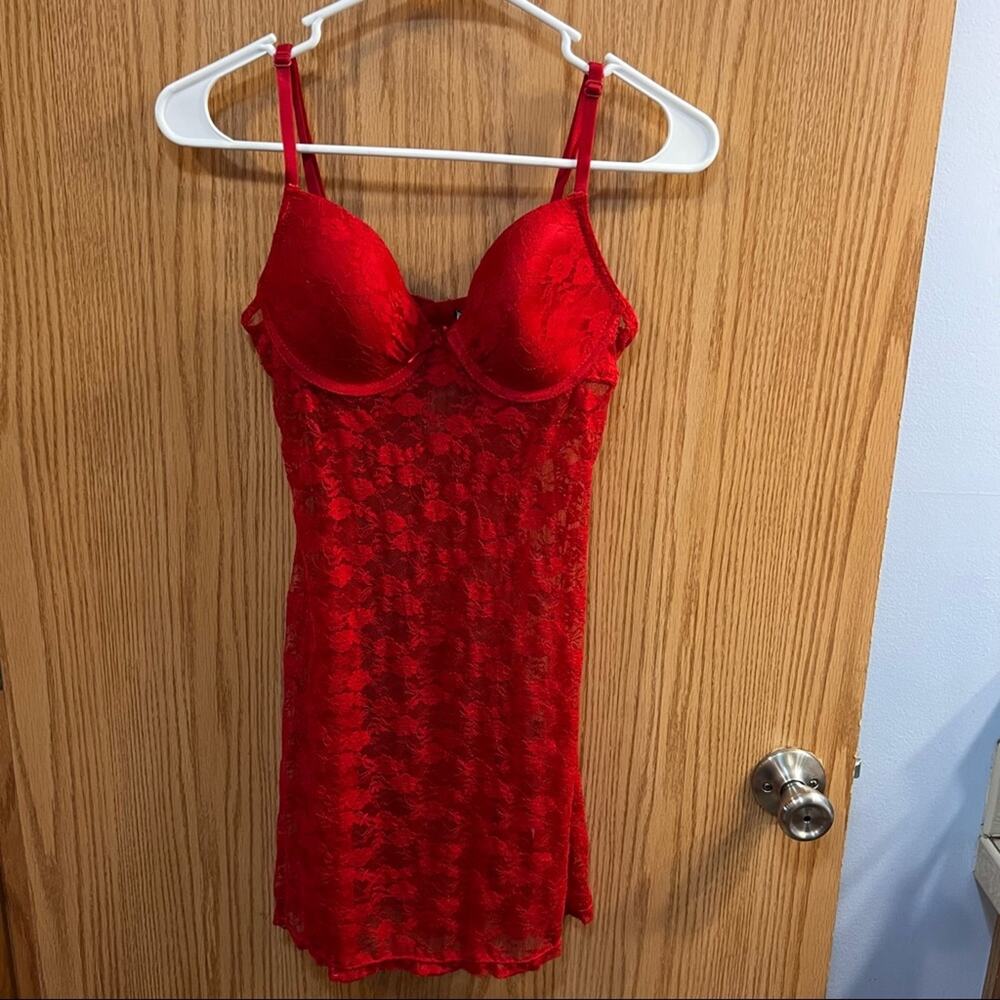 Tart Intimates Sexy Red Lace Lingerie Nightgown Nightie w/ Underwire Size Medium